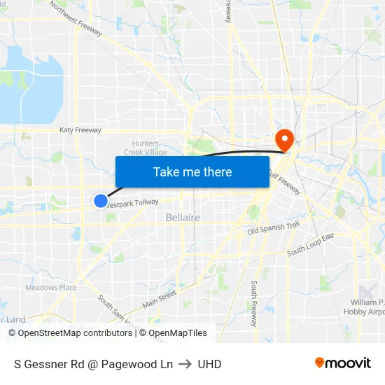 S Gessner Rd @ Pagewood Ln to UHD map