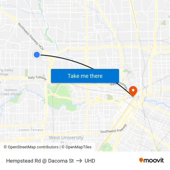 Hempstead Rd @ Dacoma St to UHD map