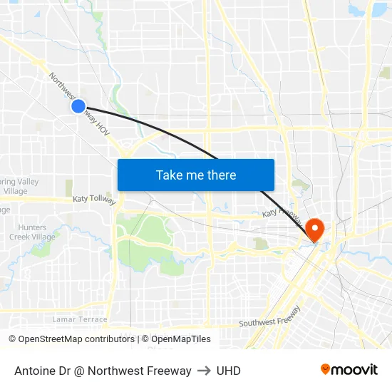 Antoine Dr @ Northwest Freeway to UHD map