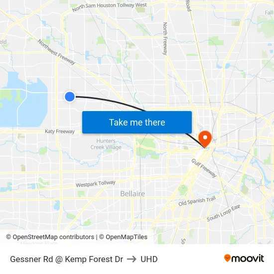 Gessner Rd @ Kemp Forest Dr to UHD map