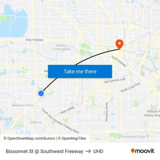 Bissonnet St @ Southwest Freeway to UHD map