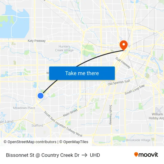 Bissonnet St @ Country Creek Dr to UHD map