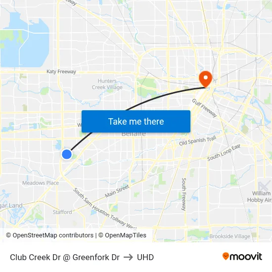 Club Creek Dr @ Greenfork Dr to UHD map