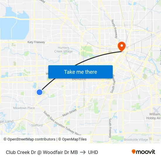 Club Creek Dr @ Woodfair Dr MB to UHD map