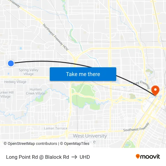 Long Point Rd @ Blalock Rd to UHD map