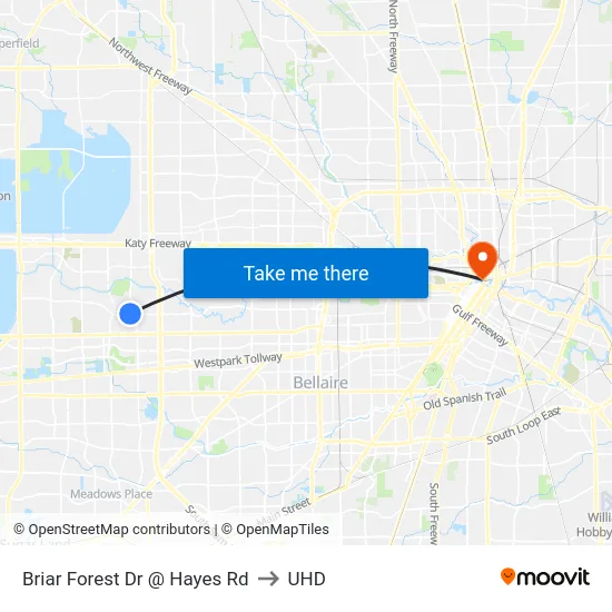Briar Forest Dr @ Hayes Rd to UHD map