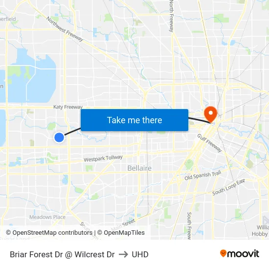 Briar Forest Dr @ Wilcrest Dr to UHD map
