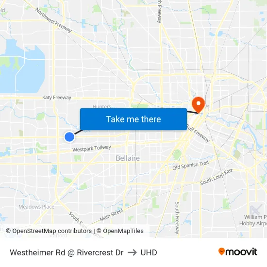 Westheimer Rd @ Rivercrest Dr to UHD map