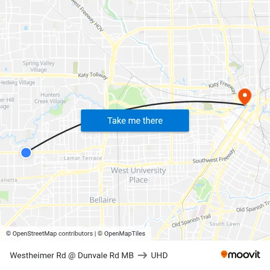 Westheimer Rd @ Dunvale Rd MB to UHD map
