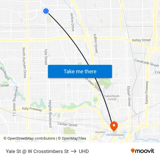 Yale St @ W Crosstimbers St to UHD map