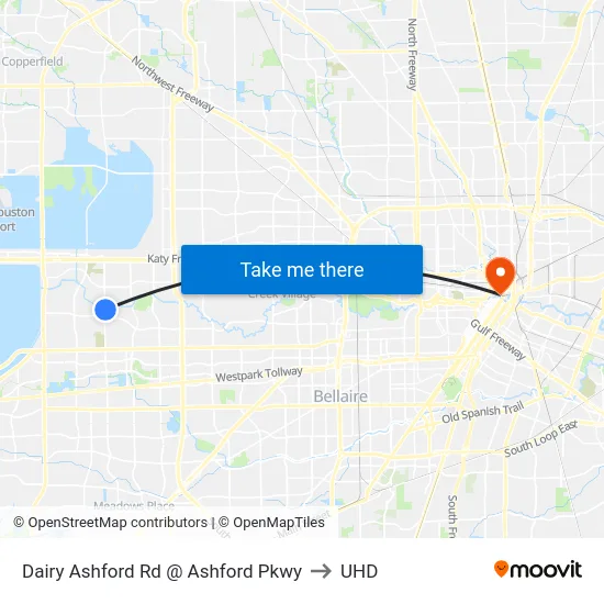 Dairy Ashford Rd @ Ashford Pkwy to UHD map