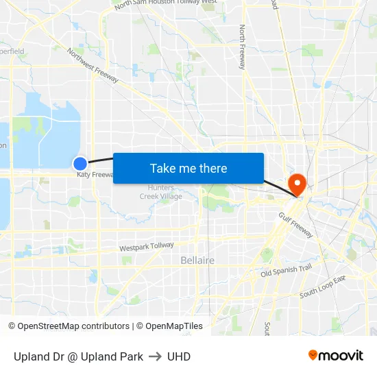 Upland Dr @ Upland Park to UHD map
