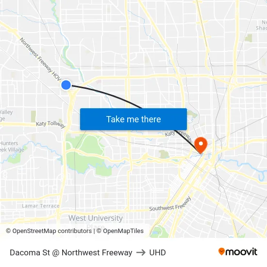 Dacoma St @ Northwest Freeway to UHD map