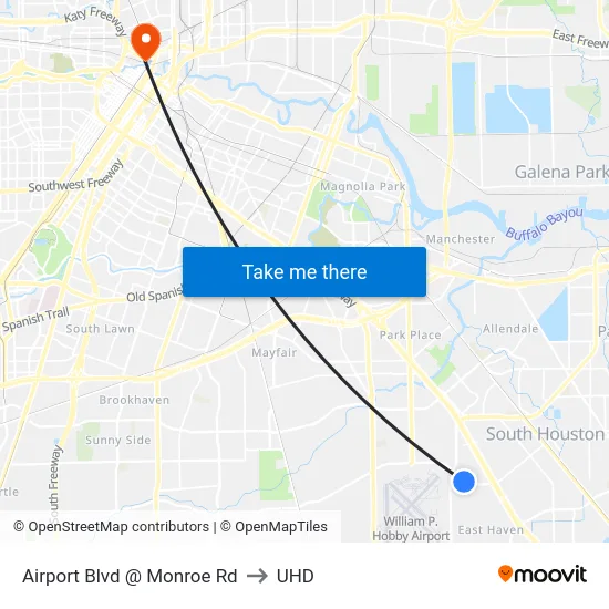 Airport Blvd @ Monroe Rd to UHD map