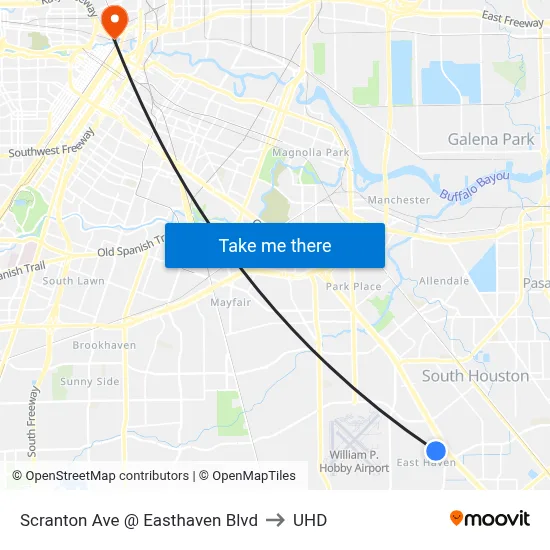Scranton Ave @ Easthaven Blvd to UHD map