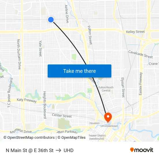 N Main St @ E 36th St to UHD map