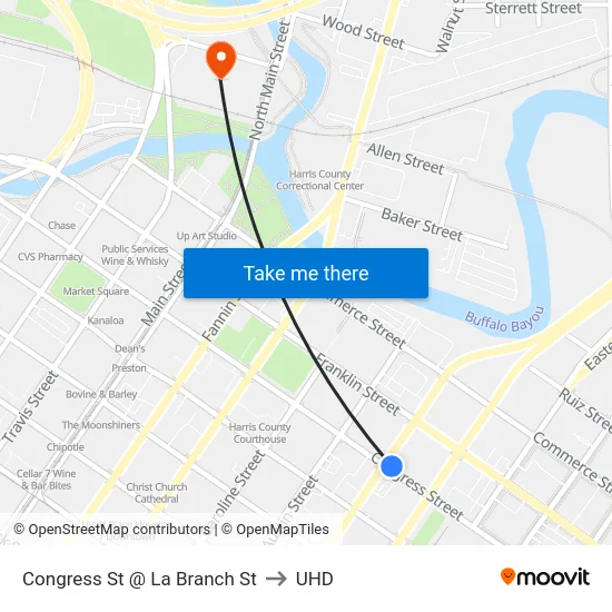 Congress St @ La Branch St to UHD map