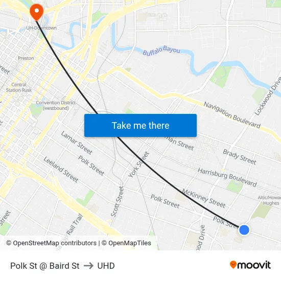 Polk St @ Baird St to UHD map