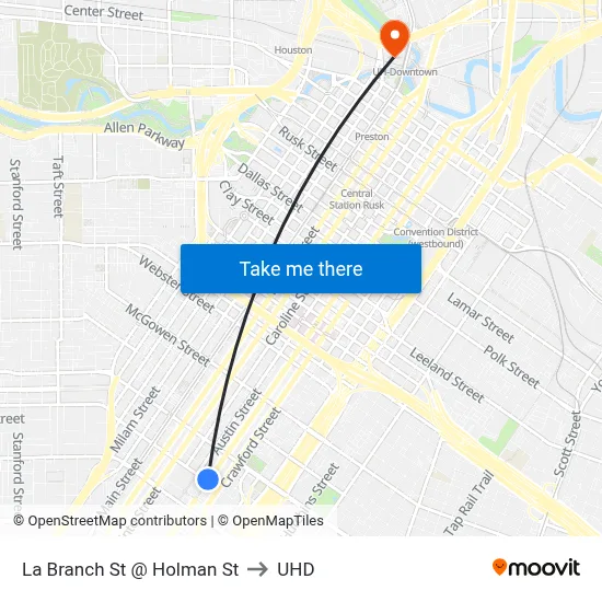 La Branch St @ Holman St to UHD map