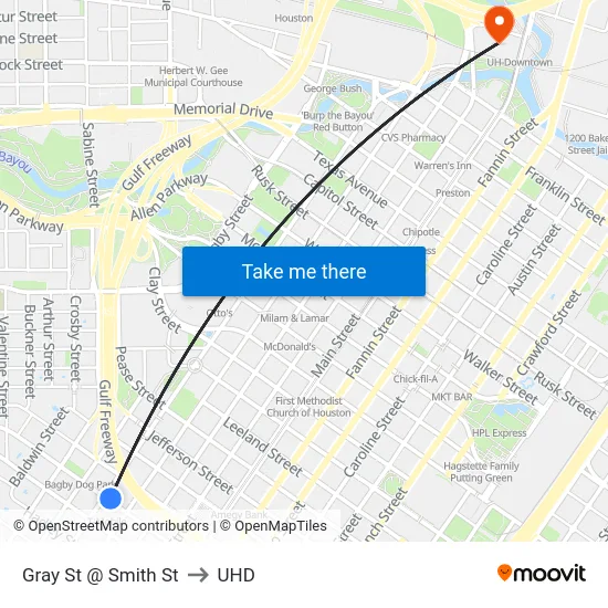 Gray St @ Smith St to UHD map