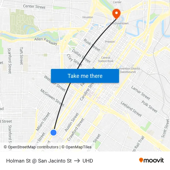 Holman St @ San Jacinto St to UHD map