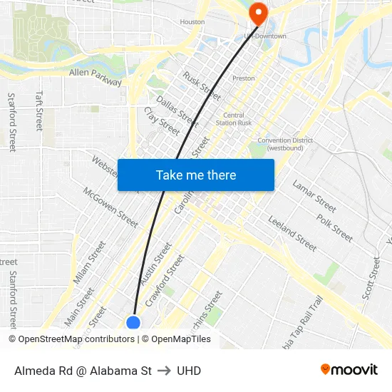 Almeda Rd @ Alabama St to UHD map