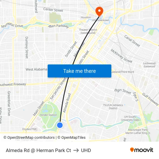 Almeda Rd @ Herman Park Ct to UHD map