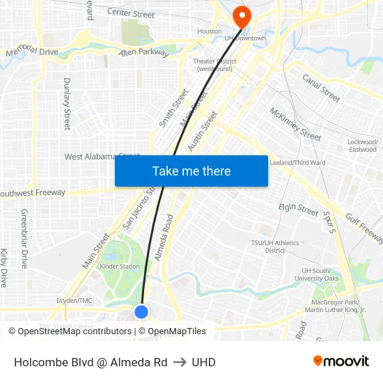 Holcombe Blvd @ Almeda Rd to UHD map