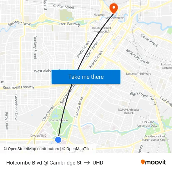 Holcombe Blvd @ Cambridge St to UHD map