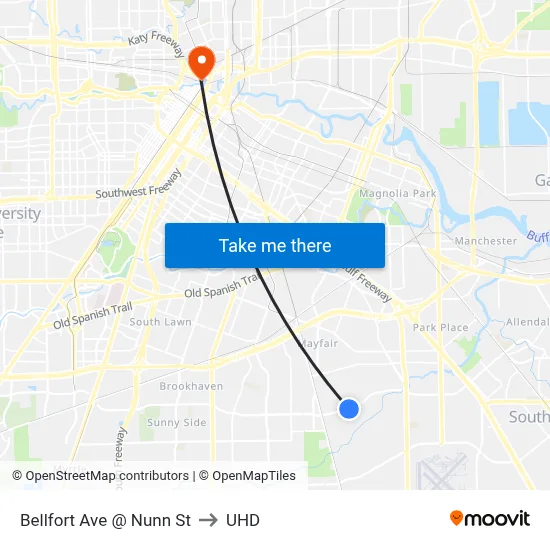 Bellfort Ave @ Nunn St to UHD map