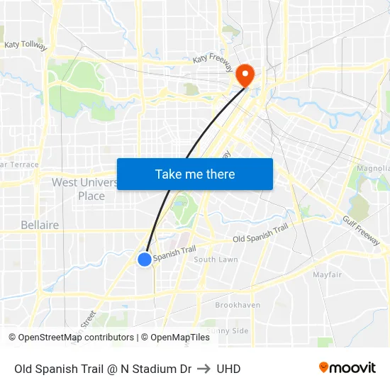 Old Spanish Trail @ N Stadium Dr to UHD map
