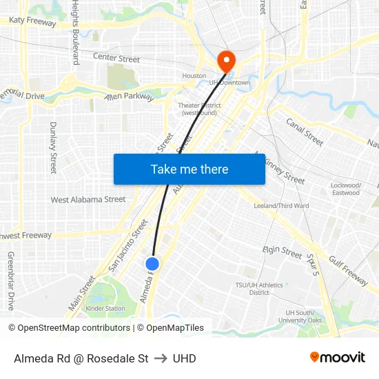 Almeda Rd @ Rosedale St to UHD map