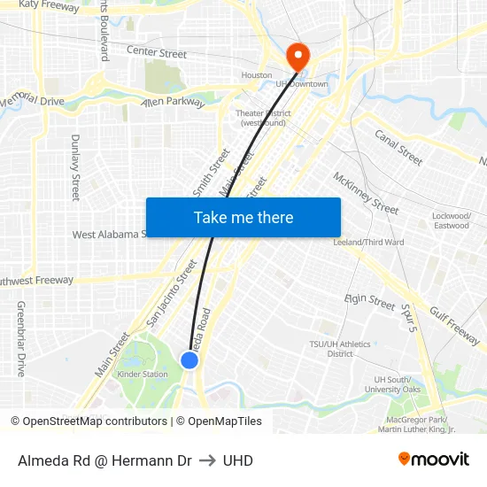 Almeda Rd @ Hermann Dr to UHD map