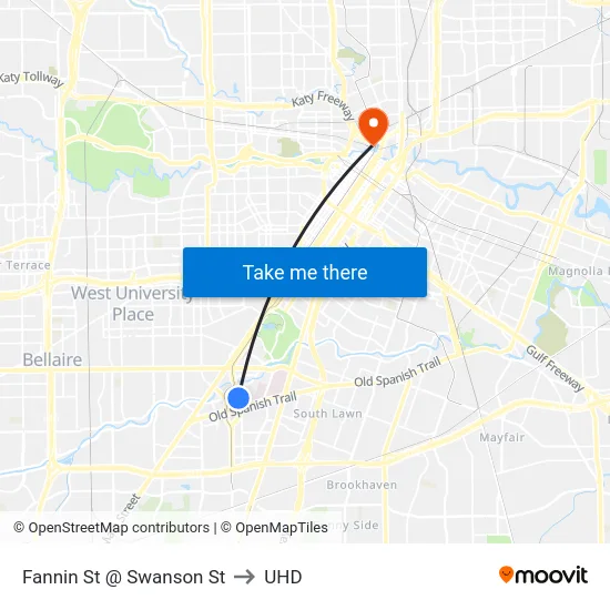 Fannin St @ Swanson St to UHD map