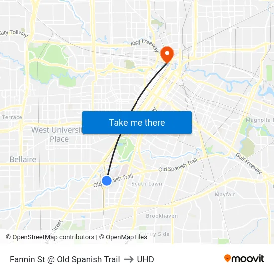 Fannin St @ Old Spanish Trail to UHD map