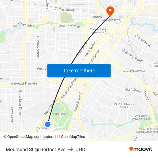 Moursund St @ Bertner Ave to UHD map