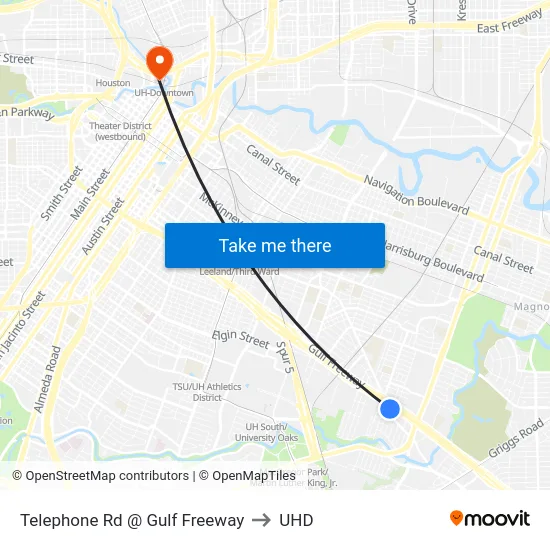 Telephone Rd @ Gulf Freeway to UHD map