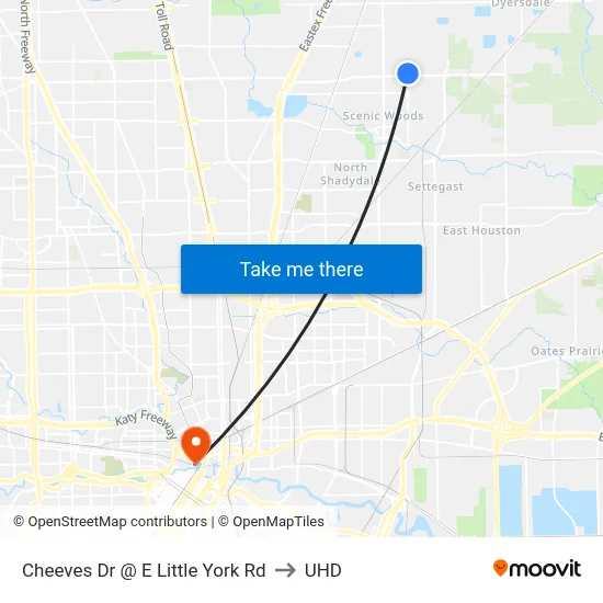 Cheeves Dr @ E Little York Rd to UHD map