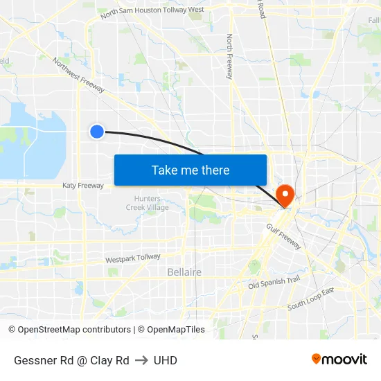 Gessner Rd @ Clay Rd to UHD map