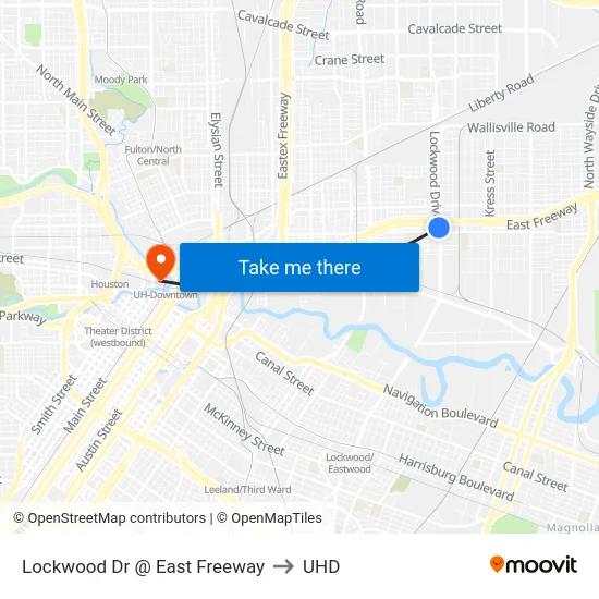 Lockwood Dr @ East Freeway to UHD map
