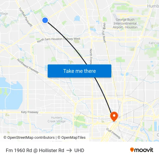 Fm 1960 Rd @ Hollister Rd to UHD map
