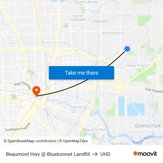 Beaumont Hwy @ Bluebonnet Landfill to UHD map