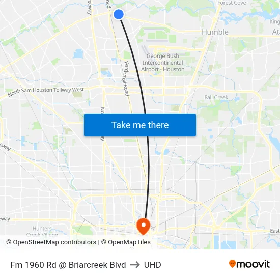 Fm 1960 Rd @ Briarcreek Blvd to UHD map