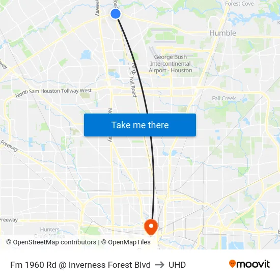 Fm 1960 Rd @ Inverness Forest Blvd to UHD map