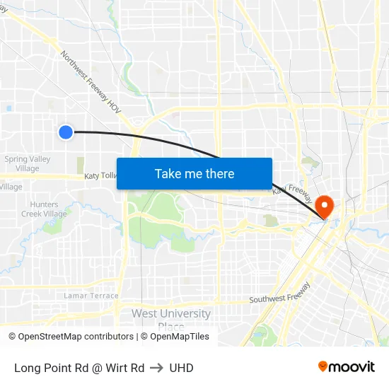 Long Point Rd @ Wirt Rd to UHD map