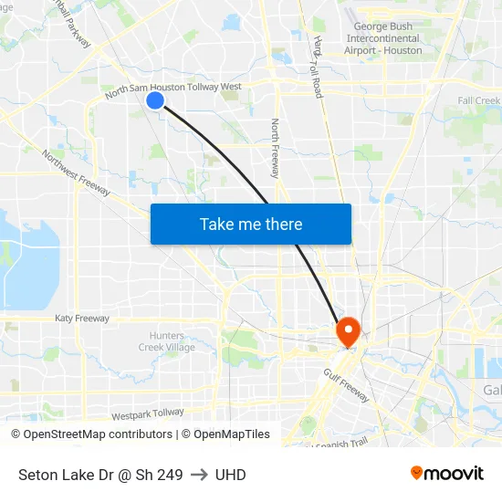 Seton Lake Dr @ Sh 249 to UHD map