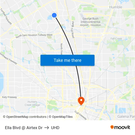 Ella Blvd @ Airtex Dr to UHD map