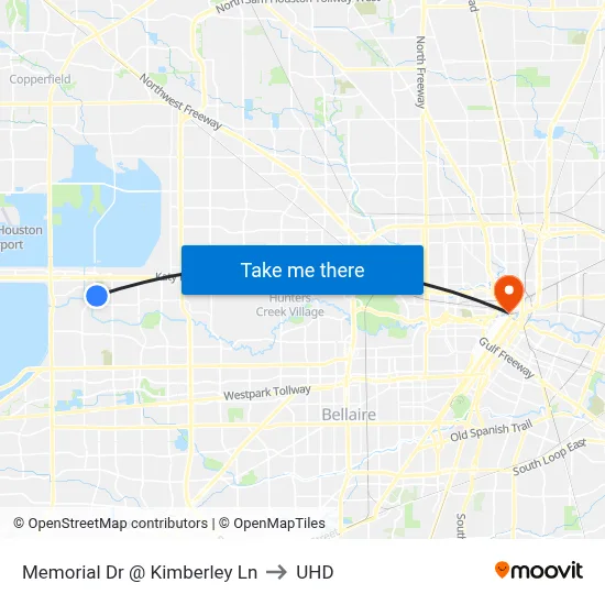 Memorial Dr @ Kimberley Ln to UHD map