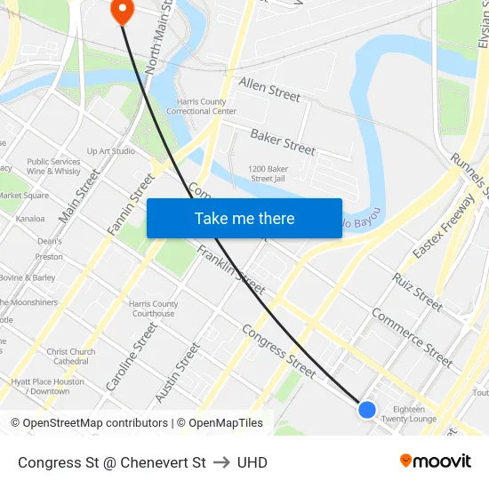 Congress St @ Chenevert St to UHD map