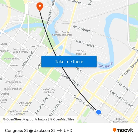 Congress St @ Jackson St to UHD map